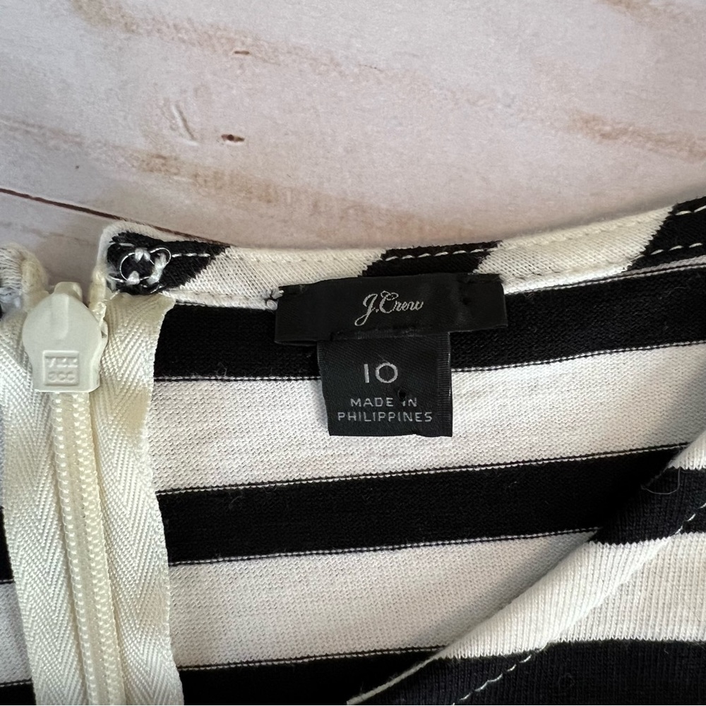 J. Crew Breton Nautical Black and White Stripe Midi Bodycon Shift Dress sz 10 - Picture 6 of 9